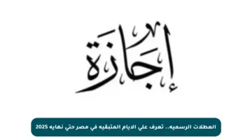 العطلات الرسمية.. تعرف على الأيام المتبقية في مصر حتى نهاية 2025
